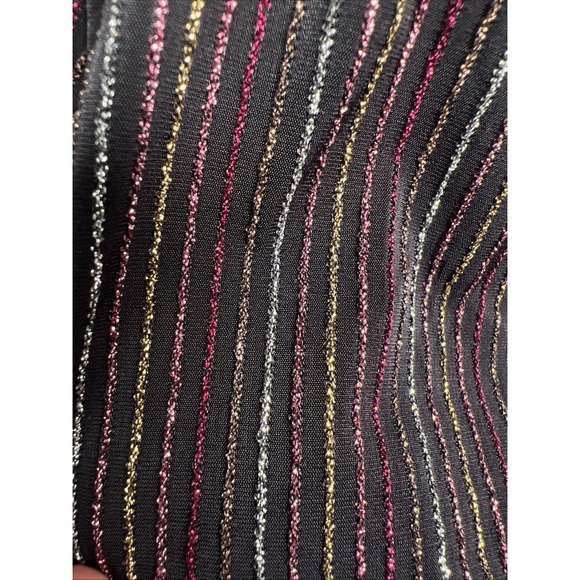 Miami Metallic Striped V-Neck Long Sleeve Stretch Peplum Top Size Medium - Picture 4 of 8